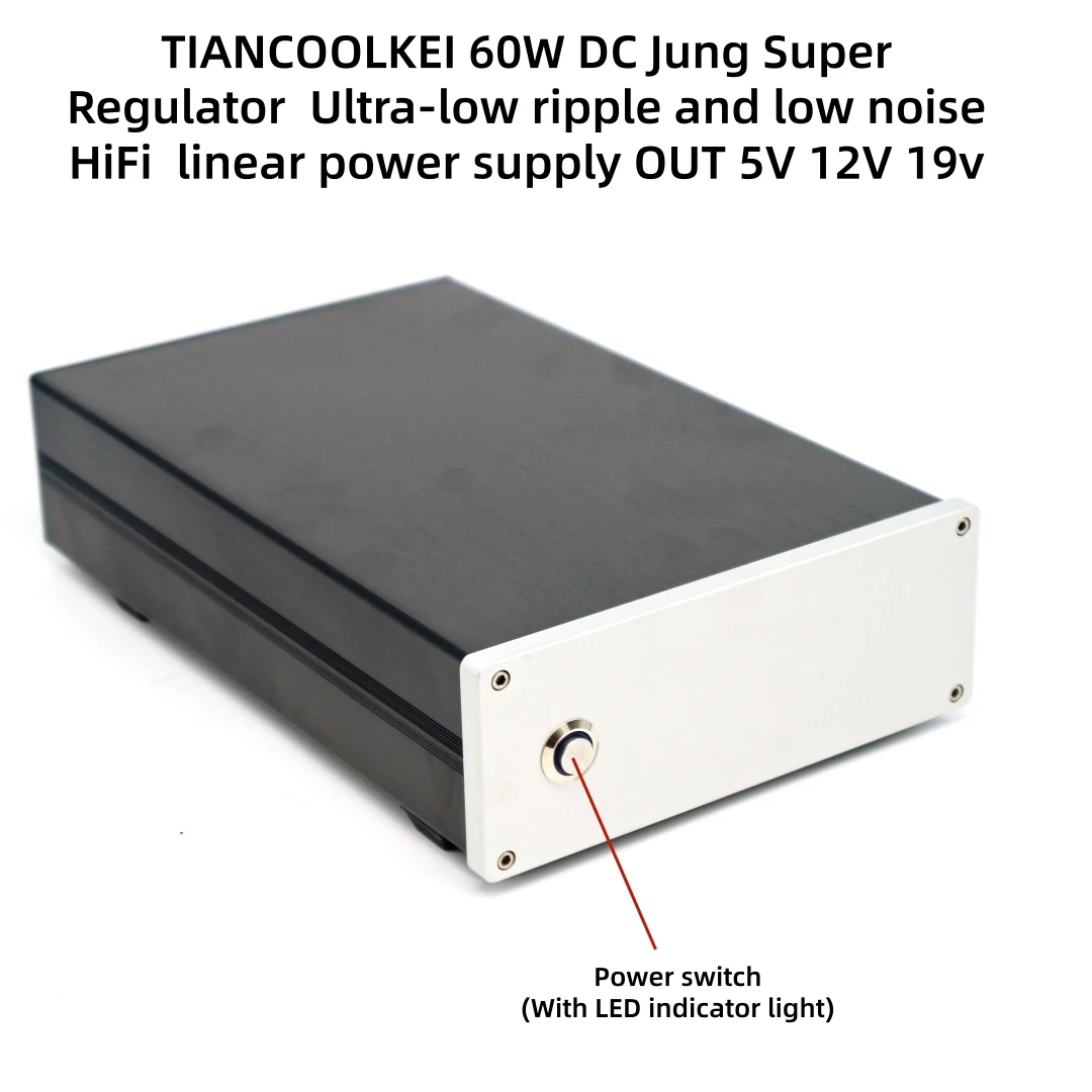 TIANCOOLKEI 60W DC Jung Super Regulator Ultra-low ripple and low noise HiFi linear power supply OUT 5V 12V 19v for Audio decoder