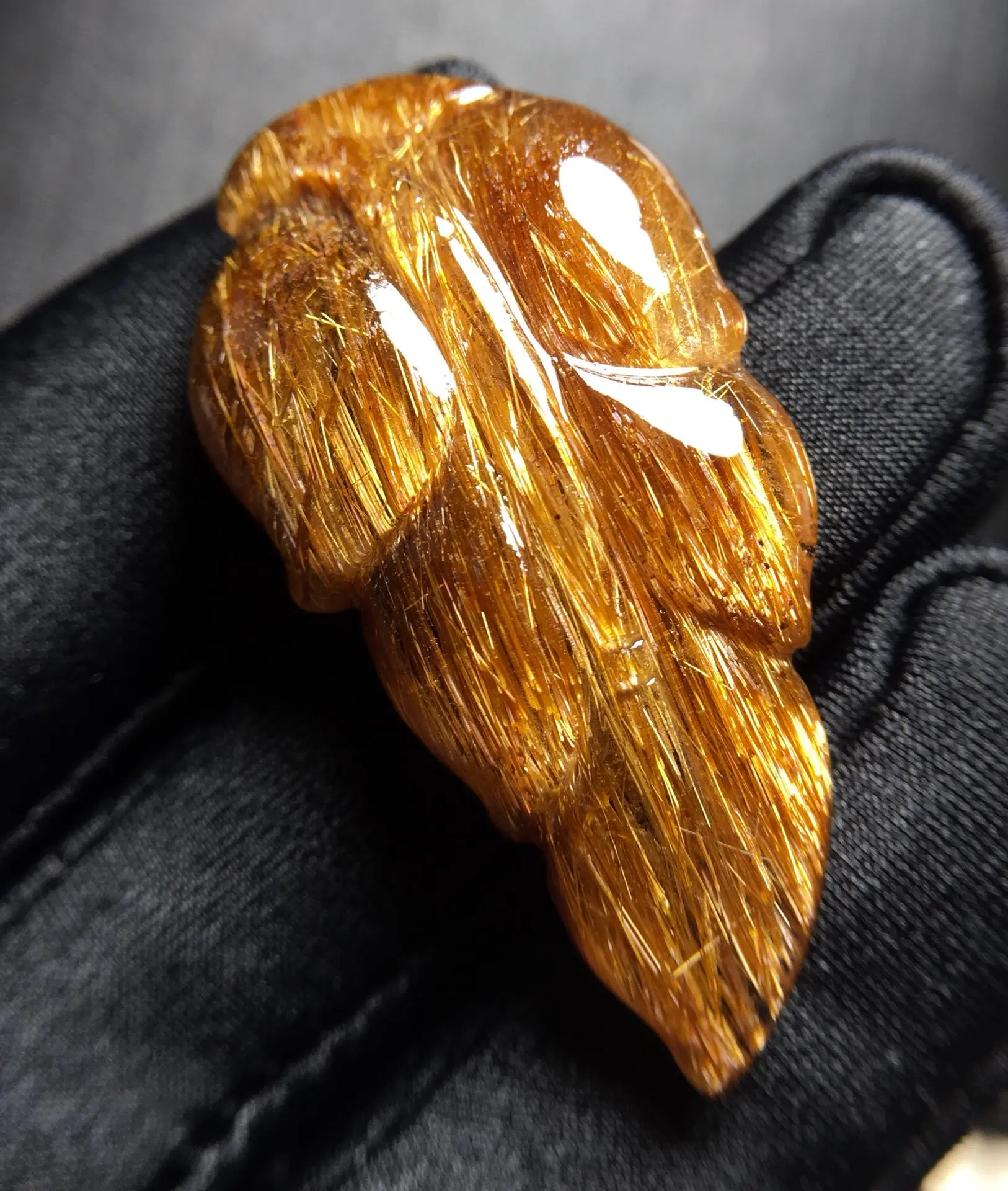 

Natural Copper Rutilated Quartz Pendant Leaf Rutilated Quartz Jewelry 40.8*21.4*8.8mm Flower Love Women Brazil AAAAAAA