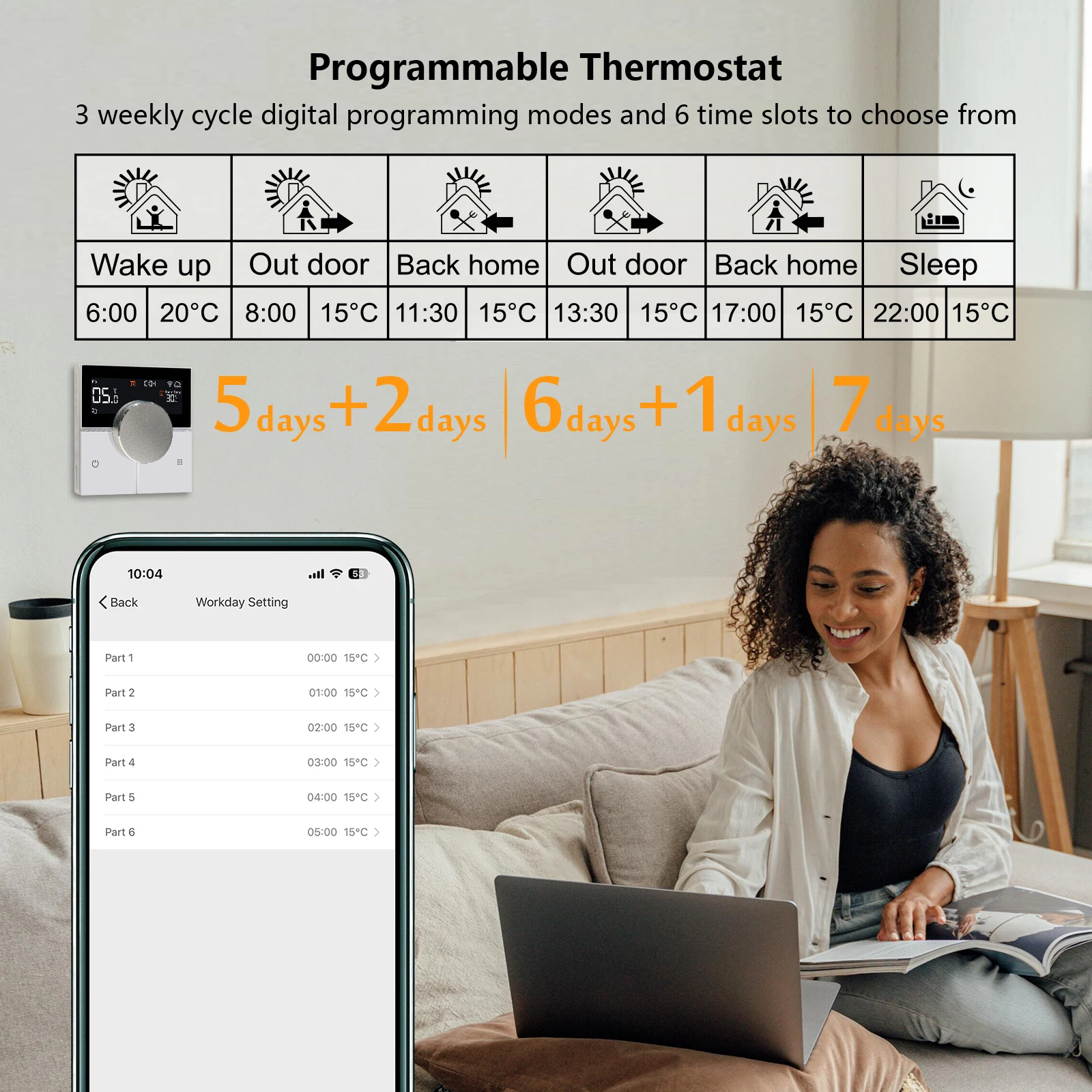 Termostato wi-fi para aquecimento de piso elétrico, caldeira de água inteligente programável 16a controlador de temperatura ambiente para alexa google home