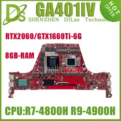 KEFU GA401IV Laptop Motherboard For ROG Zephyrus G14 GA401I GA401II Mainboard R7-4800H R9-4900H GTX1650TI GTX1660TI RTX2060 8GB
