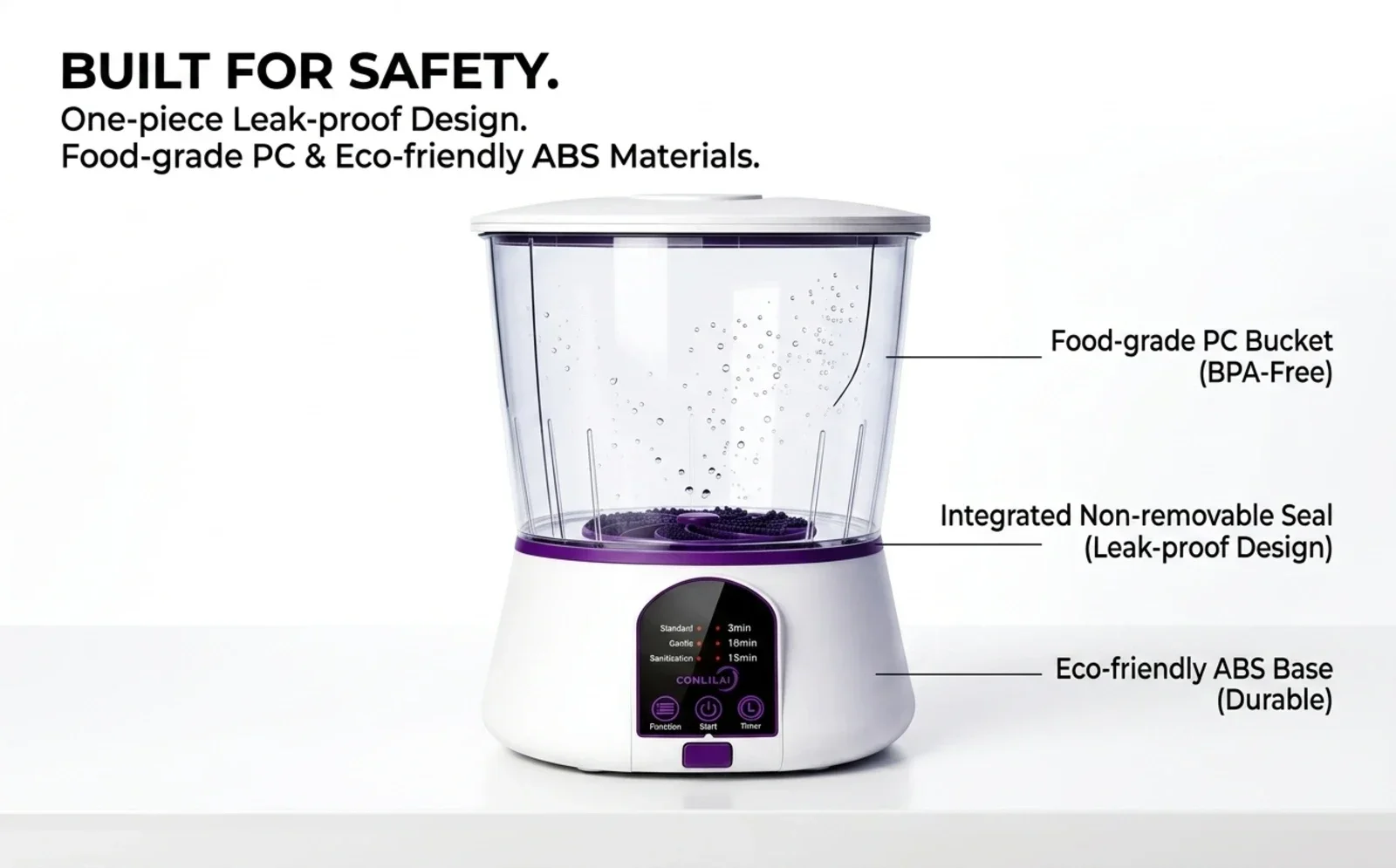 Portable Ultrasonic Food Purifier with Titanium Electrolysis Technology, Rechargeable Fruit Vegetable Cleaner Machine, Deep Cleans Produce, Meat and Seafood, Compact Household Food Washing Gadget for Kitchen Use