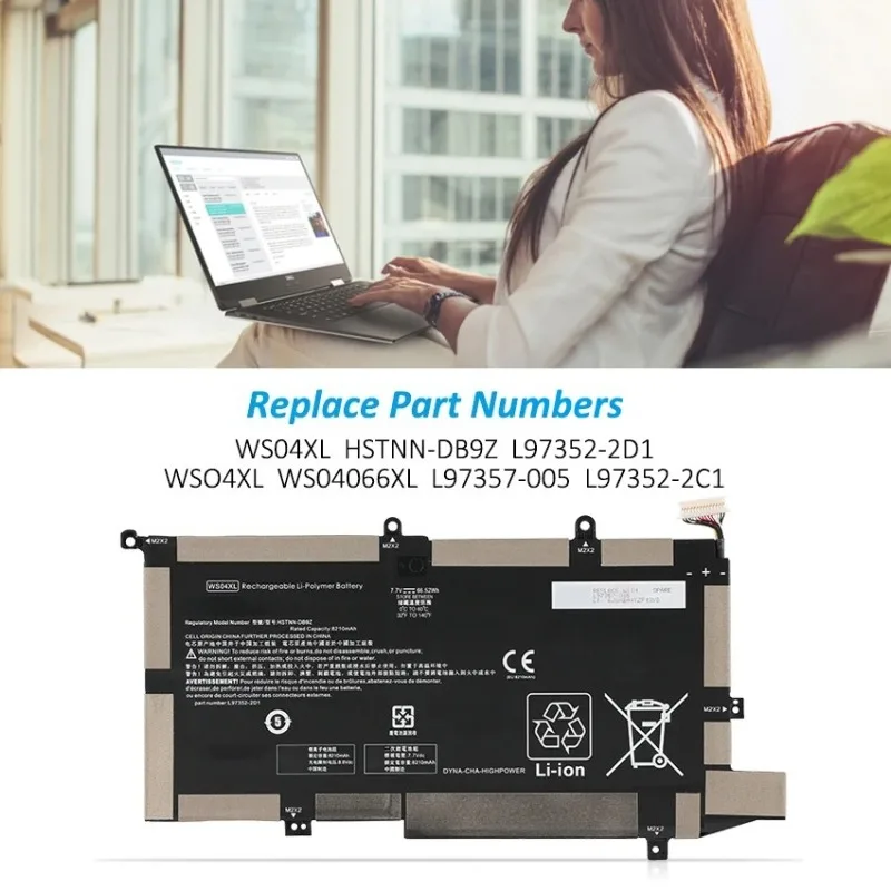 WS04XL Laptop Battery for HP Spectre X360 14-EA 14T-EA000 14-EA0007NA 14-EA0002NI 14-EA0003NS L97352-2D1 L97357-005