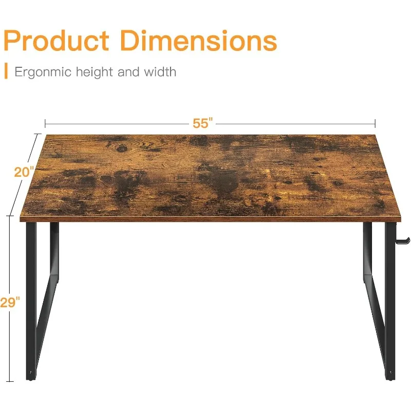 54 Inch Computer Desk, Modern Simple Style Desk for Home Office, Study Student Writing Desk, Vintage