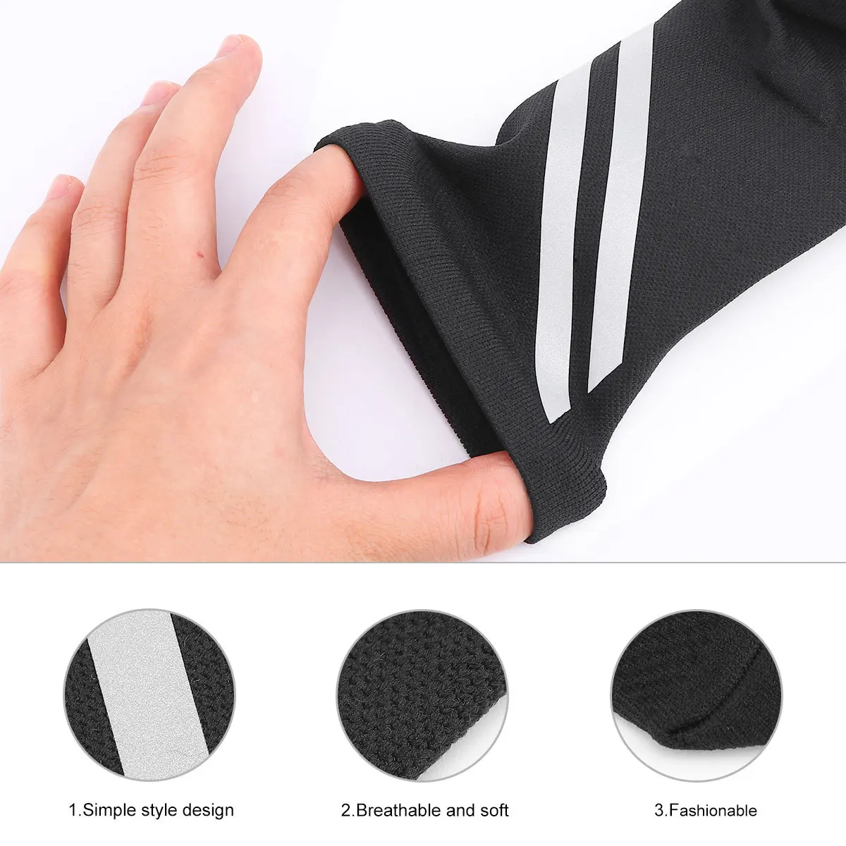 جوارب رياضية للرجال والنساء باللون الأسود عاكسة لركوب الدراجات قابلة للتنفس وسميكة ماصة للعرق وإطلاق الجري والقفز وكرة السلة