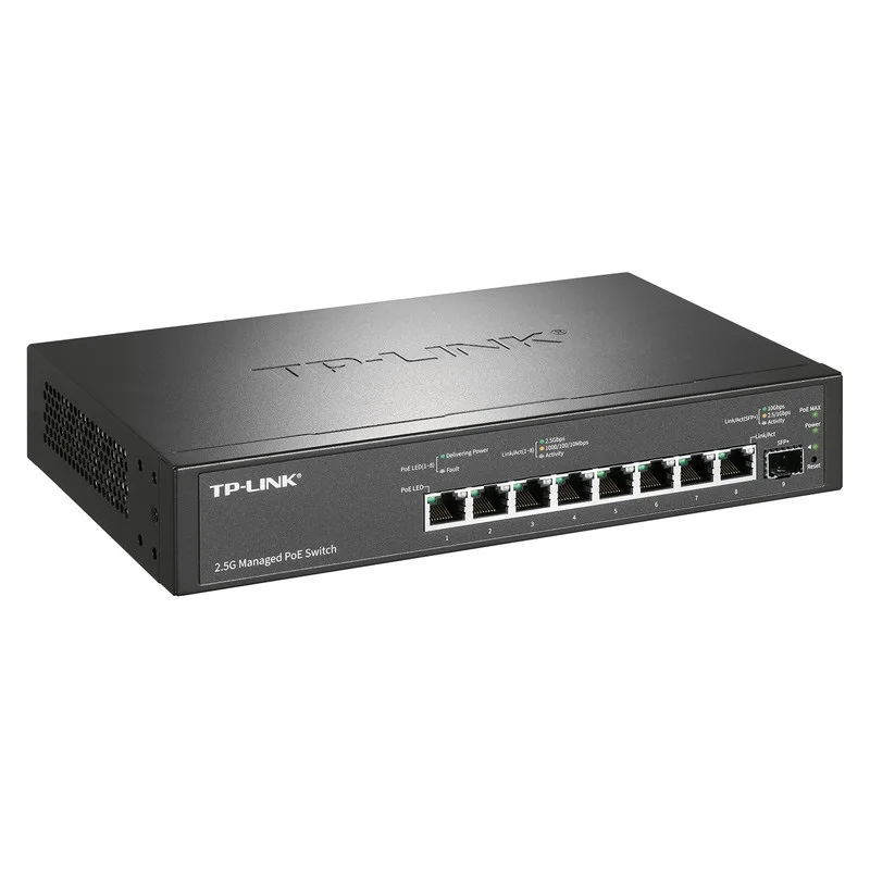 2.5Gbps Ethernet PoE Switch 115W 9 Ports 2.5Gbps Managed PoE+ Switch, 802.3af/at PoE+, 2.5Gbps RJ45 10Gbps SFP+, ChineseFirmware