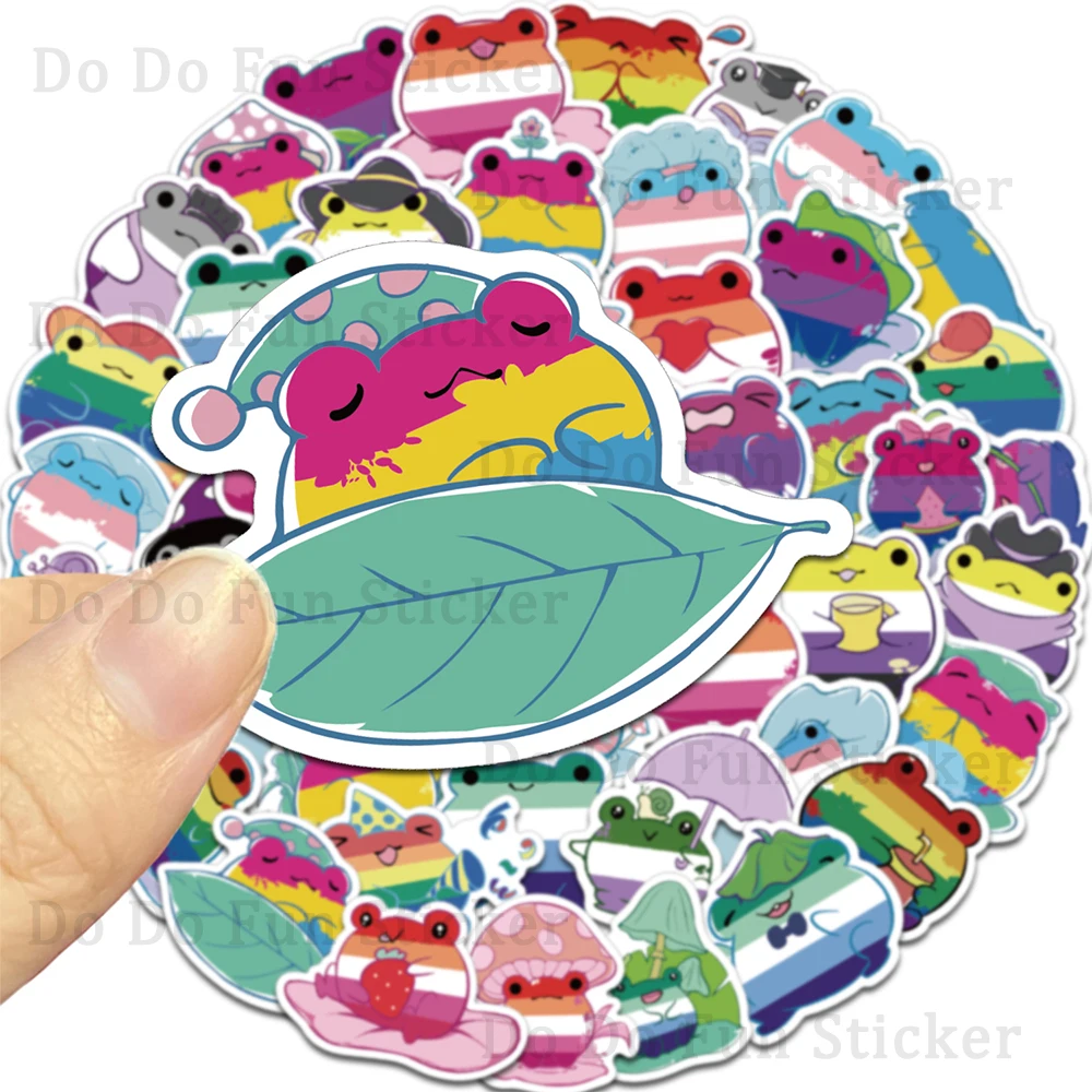 50 Uds. De pegatinas de grafiti de arte de rana pequeña de arcoíris de dibujos animados, impermeable, PVC, arte personalizado, decoración creativa, funda de teléfono, taza de agua