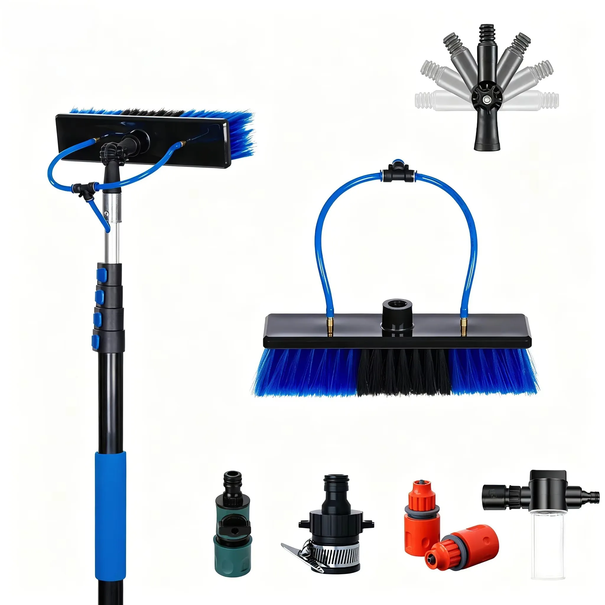 Aluminum Telescopic Water Fed Pole Kit Solar Panel Glass Curtain Wall Window Cleaning Brush Eco Friendly Extendable Design