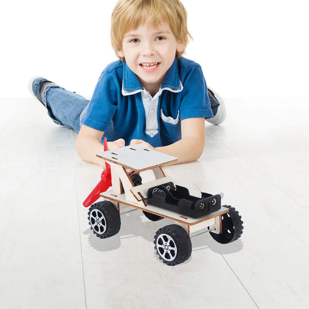 DIY Wind-Force Car Model Students Scientific Invention Material for Kids Toys