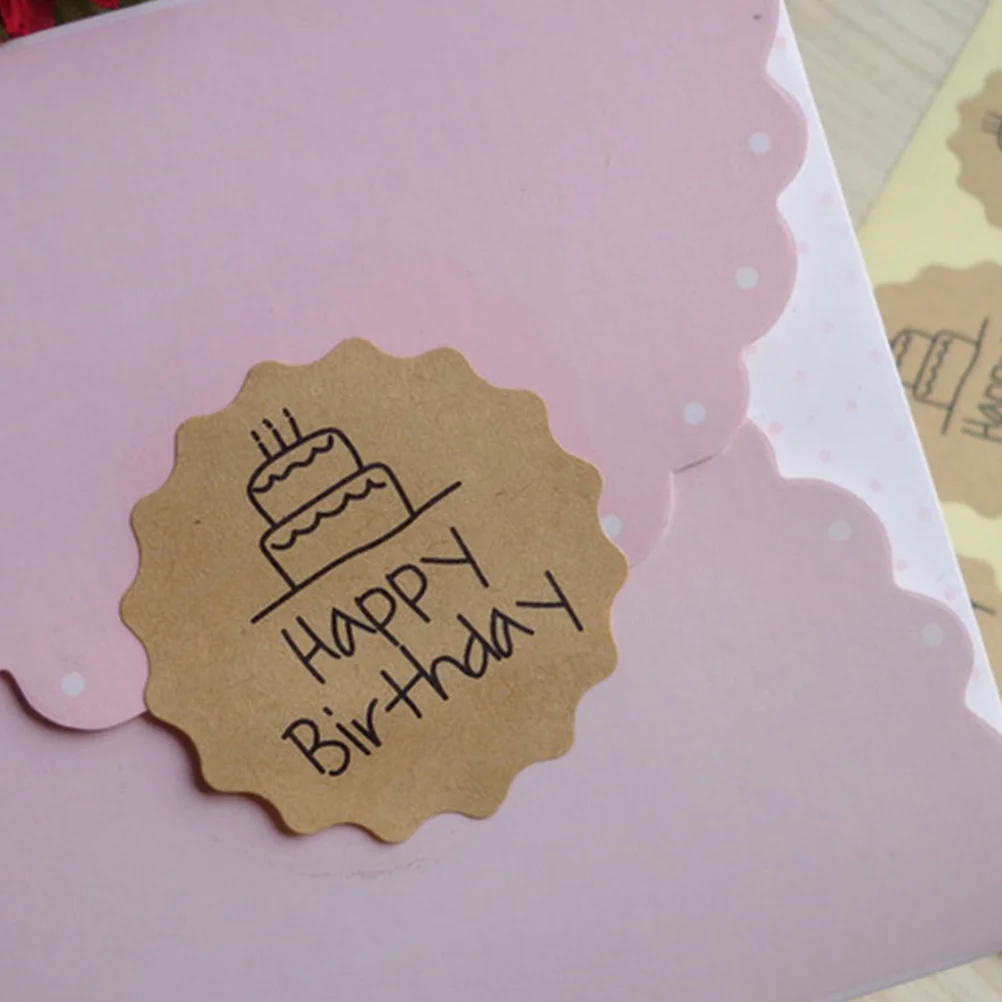 

120Pcs Birthday Seal Stickers Round Kraft Paper Gift Tags Sturdy Craft Cards for Wedding Favors DIY Party
