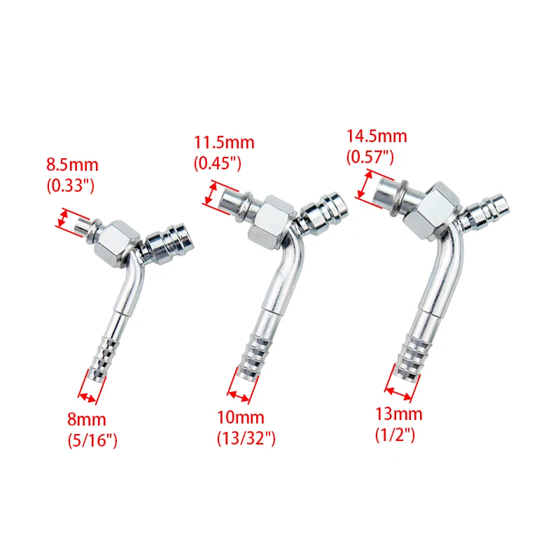 # 6 # 8 # 10 Barb FITTING สแตนเลส 90 องศา O-Ring 5/8 "-18 3/4"-16 7/8 "-14 NUT พร้อมพอร์ตบริการ Auto AC ข้อต่อเหล็ก