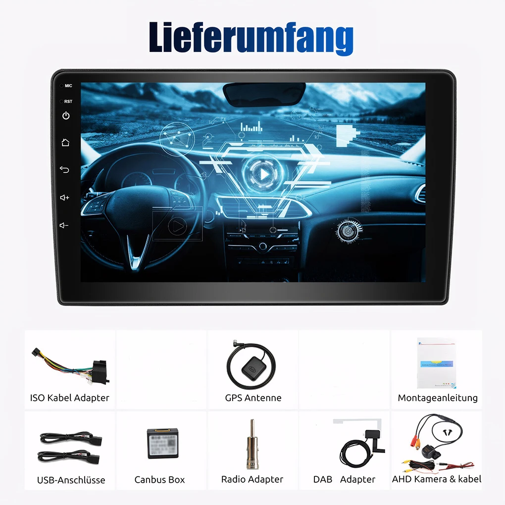 Black Autoradio Android DAB Mit AI Intelligente Sprachsteuerung Android Auto AM/HD Radio Ready DSP