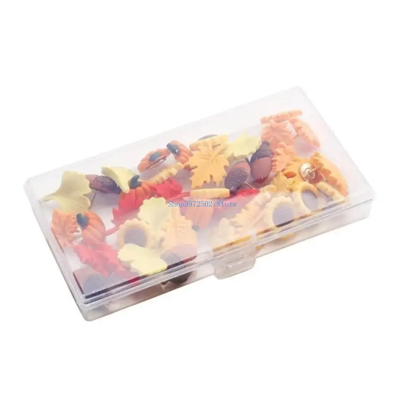 Y3NC 40pcs Maple Leaf Flower Push Pin