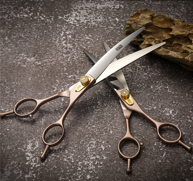Fenice JP440C Hundeschere aus Stahl, 7/7,5/8 Zoll, Hundesalon-Schere, gebogene Haarschneideschere für Hunde, professioneller Groomer – Detail 18