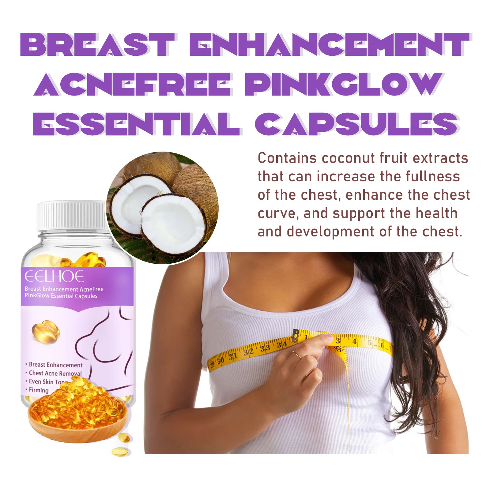EELHOE Chest Care Capsules Promote Growth Firm Skin Improving Sagging Increase Sexy Quick Absorption Plump Chest Lifting Capsule view 6