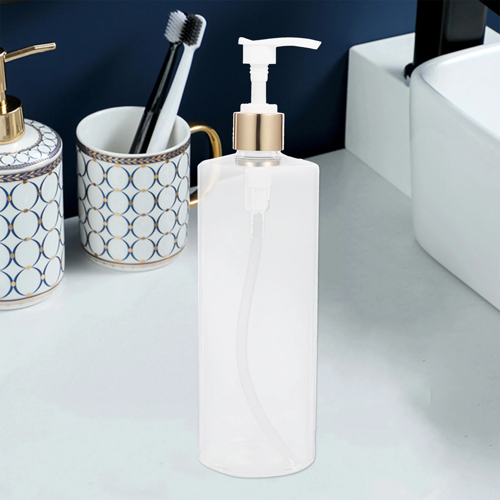 

1Pcs 500ml Transparent Plastic Storage Bottle Finger Press Lid for Shampoo Lotion Emulsion Bathroom Use Leakproof Container