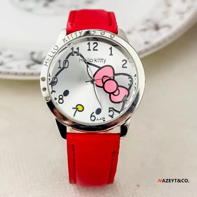 Hello Kitty Sanrio bambini Orologio al quarzo Donna Bambini Casual Impermeabile Kawaii Cartoon Orologi Orologio da polso di moda Regali