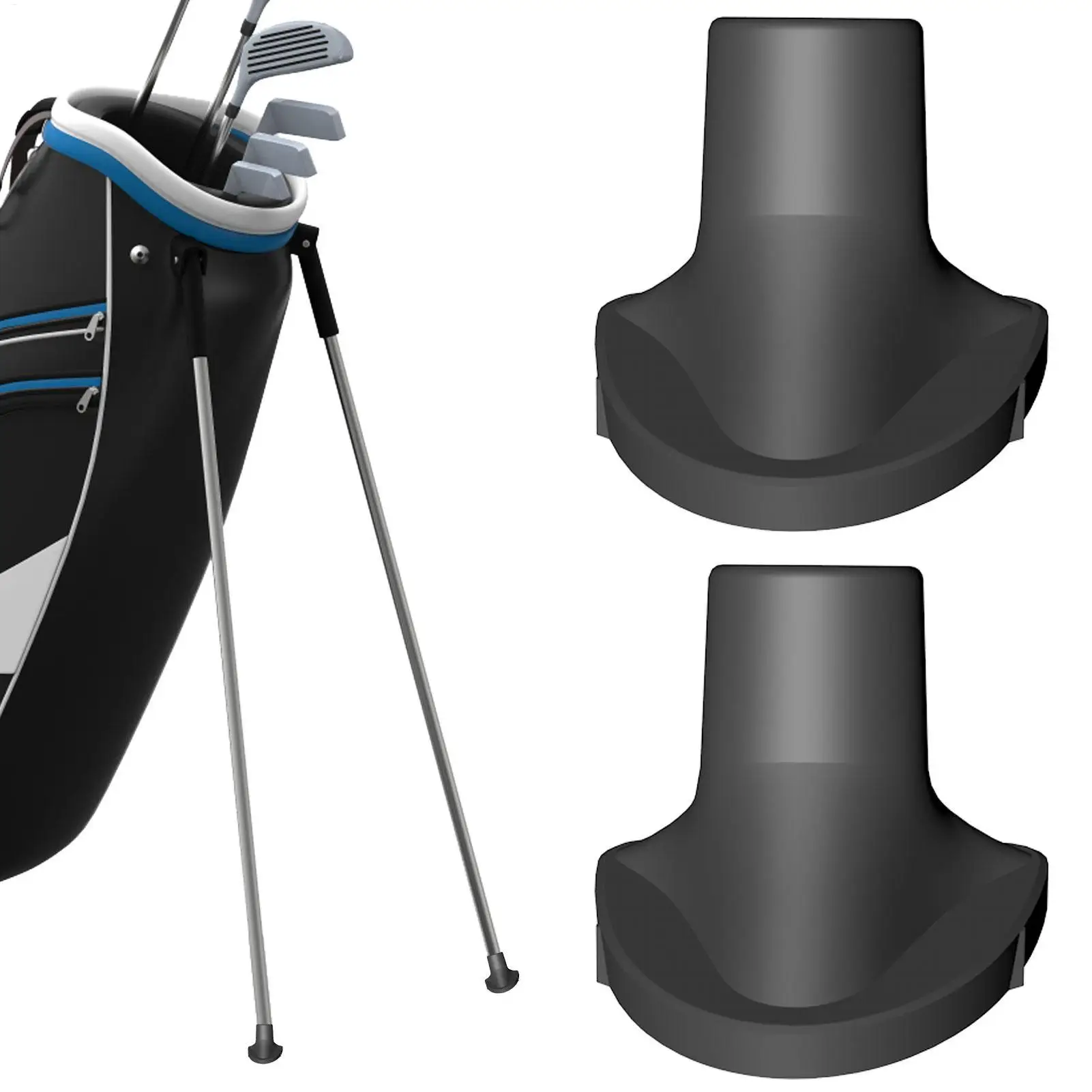 Golf Bag Leg Feet Attachable Stand Feet For Golf Bag Durable Black Rubber Golf Bag Feet Attachment Golf Players Bags Stan