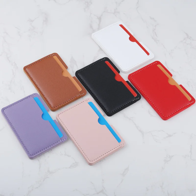 Mini tarjetero de cuero PU de 6 colores, monedero para mujer y hombre, funda para tarjetas de visita, caja de crédito bancaria, funda para tarjetas delgada con 3 ranuras para tarjetas