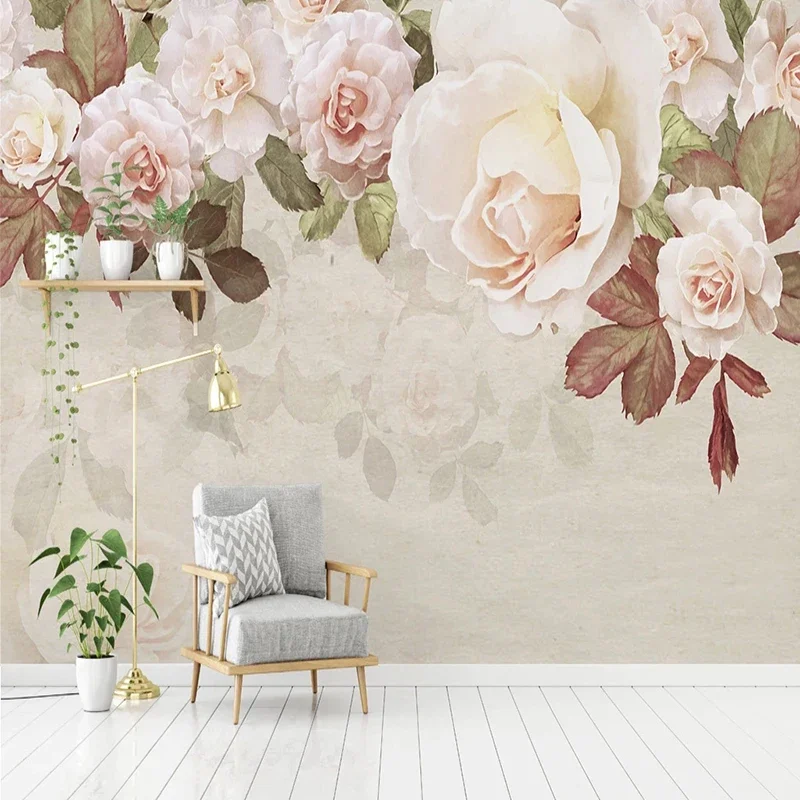 Modern American Pastoral Rose Wall Wallpaper Mural Dining Room Living TV Background Home Decor Art Poster Fresco Papel De Parede