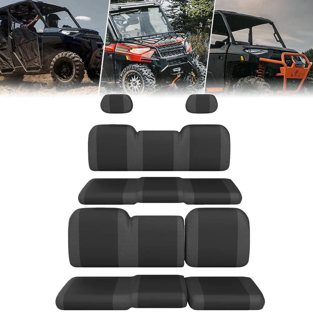 

KEMIMOTO 1680D Crew UTV Seat Cover Set with Headrest Cover Compatible with Polaris Ranger Crew 1000 Premium / XP 1000 2017-2023