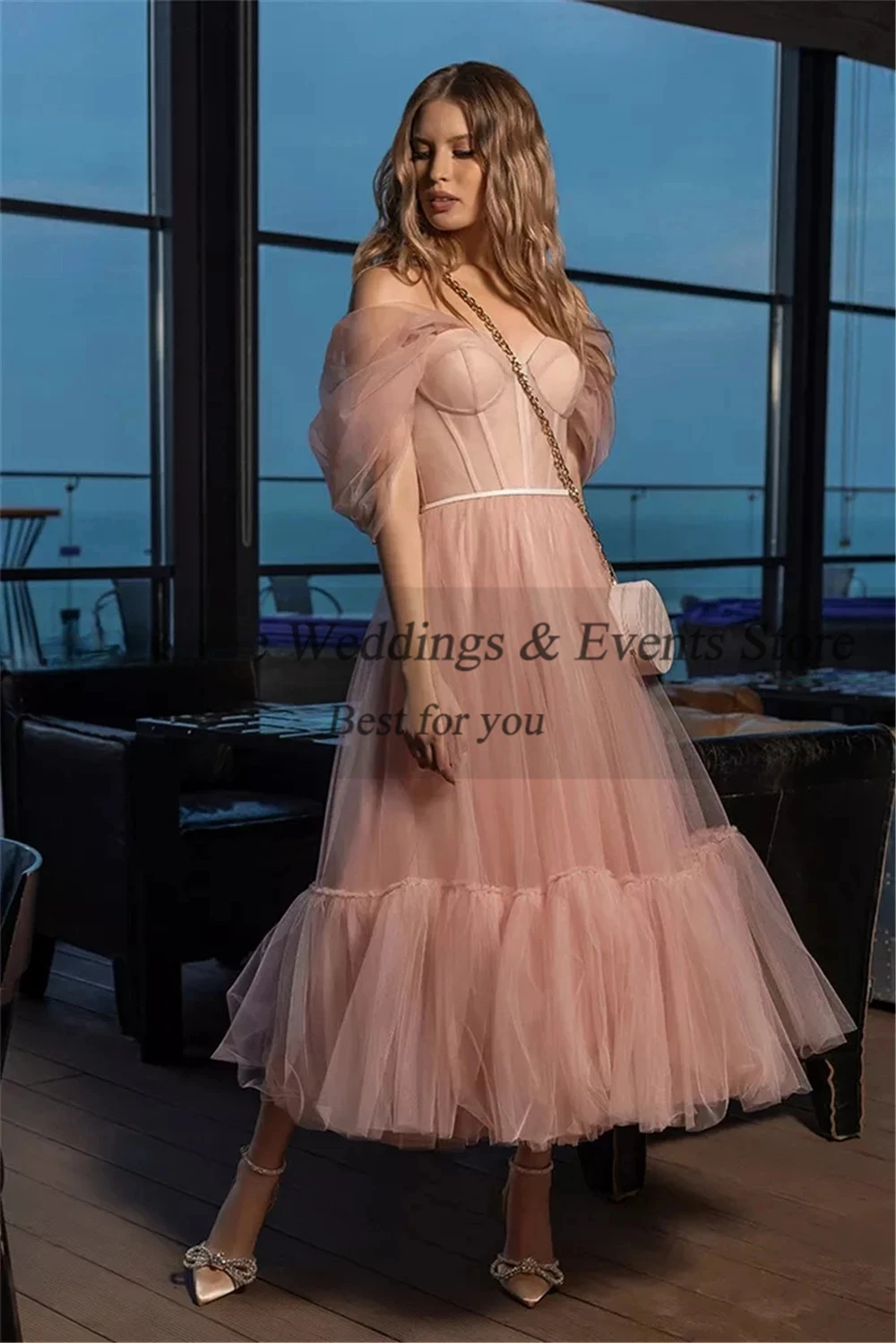 Prom Party Cocktail Evening Abiti da sera lunghi di lusso Donna Abiti da donna eleganti e graziosi Abito in tulle Formale personalizzato