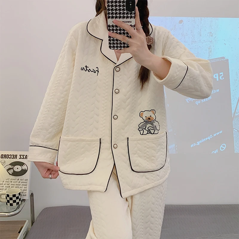 

Комплекты пижам для сна: женский хлопково-шелковый комплект больших размеров, шелковисто-гладкий, с V-образным вырезом, коротким рукавом, свободными брюками, однотонный, в стиле OL