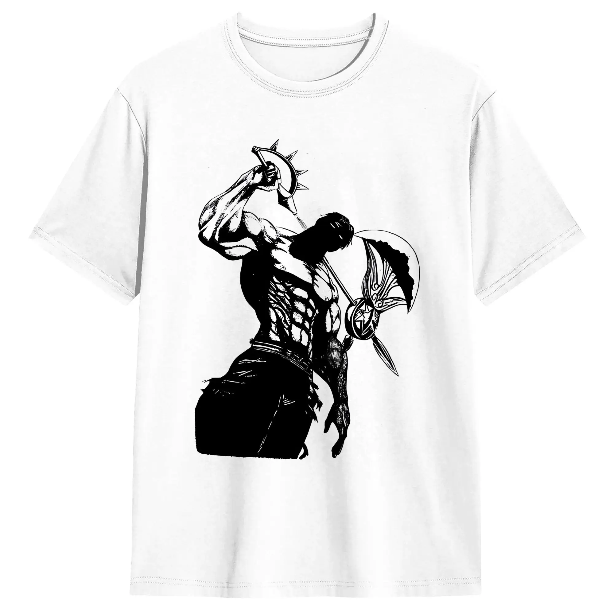 Vintage Anime Escanor Stronger Man T-Shirt for Men Round Neck Pure Cotton T Shirt  Short Sleeve Tees Birthday Gift Tops