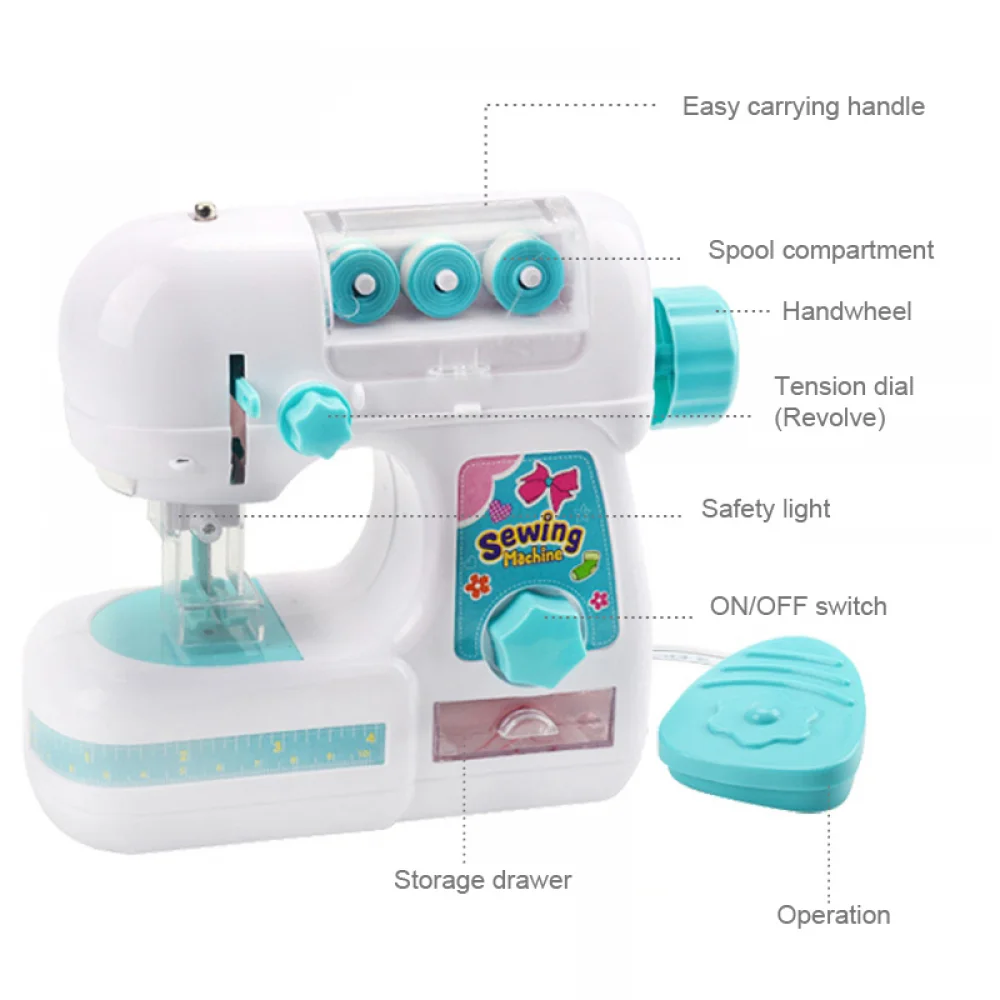Mini macchina da cucire elettrica Giocattolo per bambini Mini mobili Giocattolo Giocattoli educativi Regali creativi fai da te Regalo per bambini Giochi di finzione