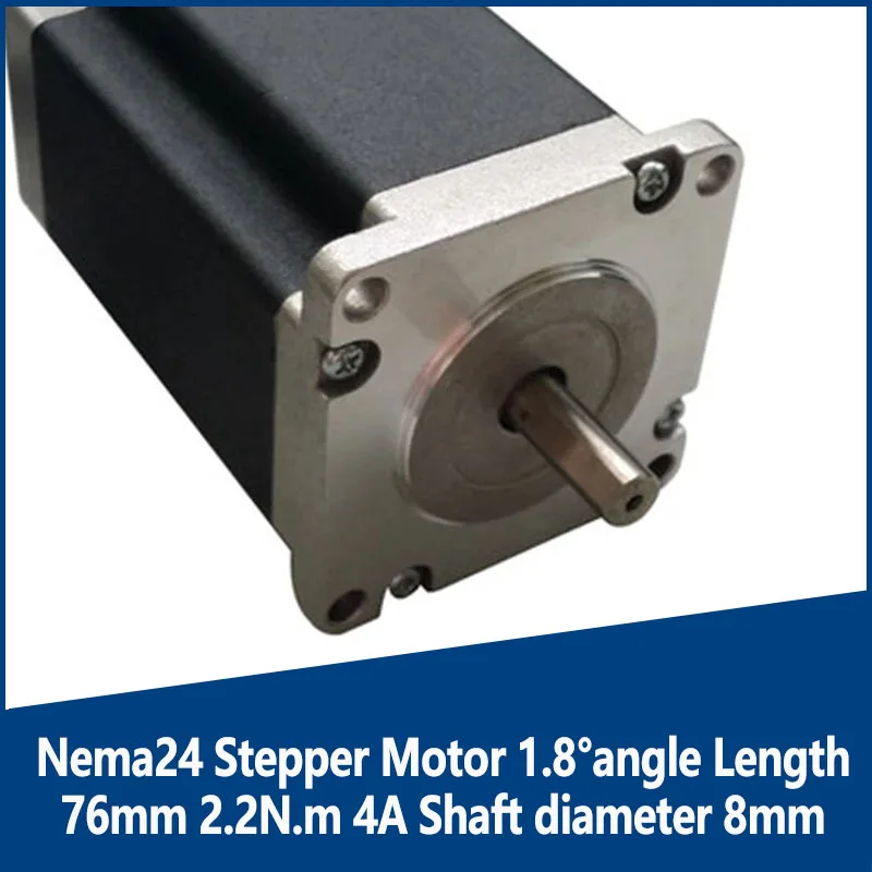 

Шаговый двигатель Nema24 1,8 ° Длина угла 76 мм, 2,2 Нм, ток, 4 А, диаметр вала 8 мм, расстояние между отверстиями 47,14 мм/50 мм