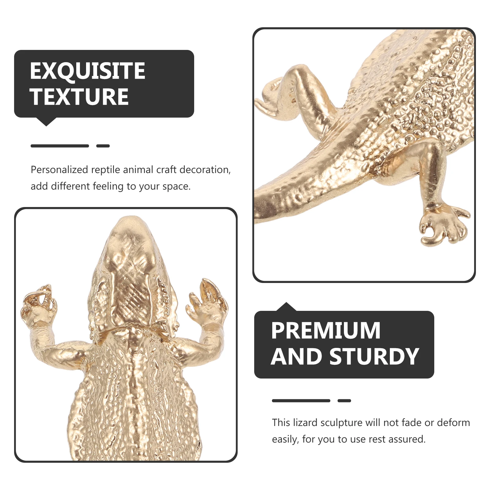 

Metal Lizard Sculpture Reptile Sturdy Animal Ornament For Home Desk Decor Lightweight Reptile Craft Decoration