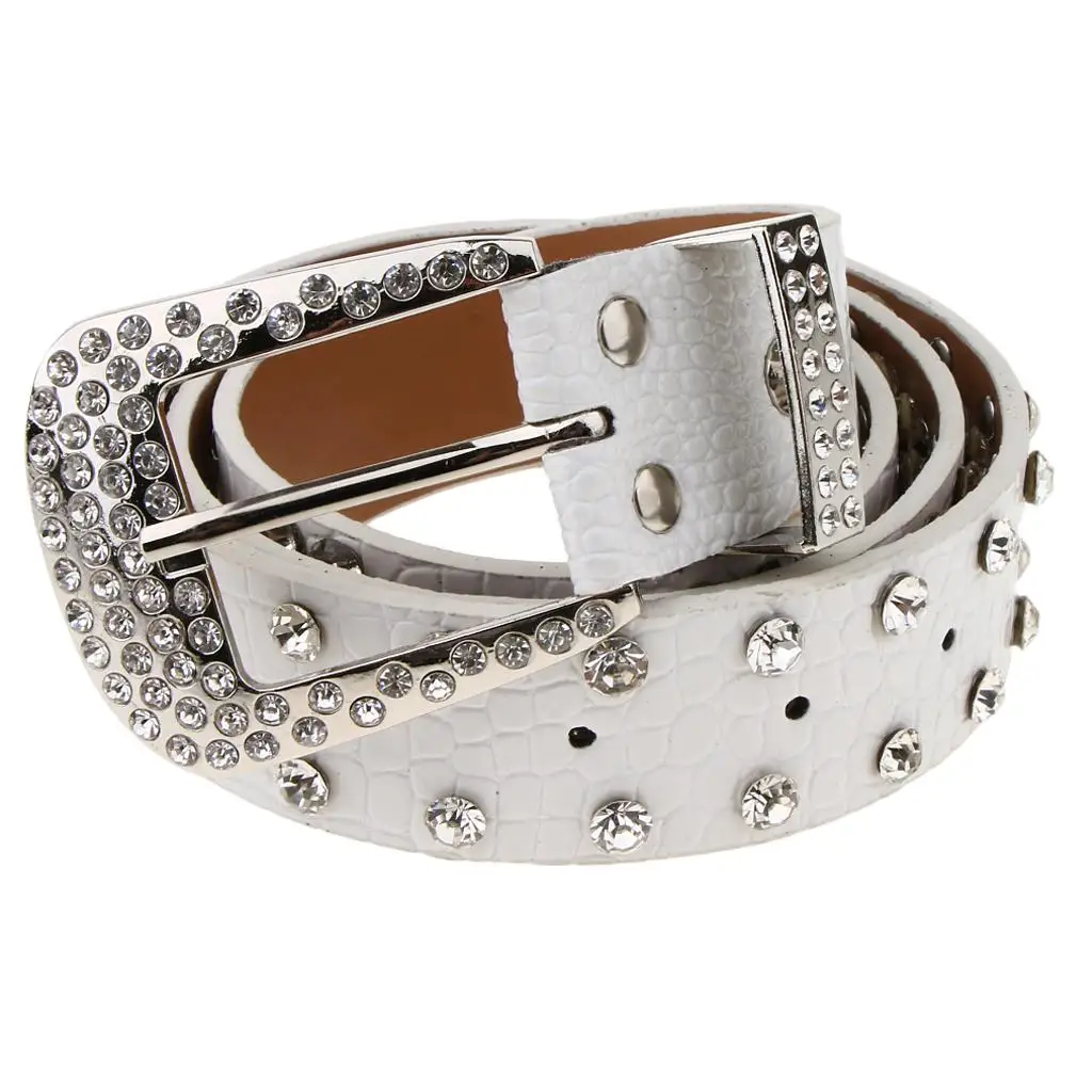 

Women's Studded Leather Belt Studded Jeans Belts Rhinestone Waist Belt Leather