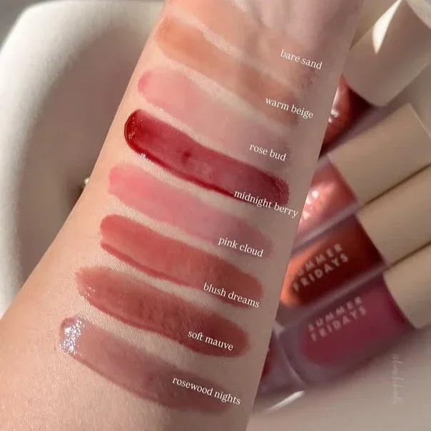 Gelados de verão rosa goiaba bálsamo labial mini conjunto de brilho labial novo hidratante transparente suave tubo espelho batom maquiagem labial