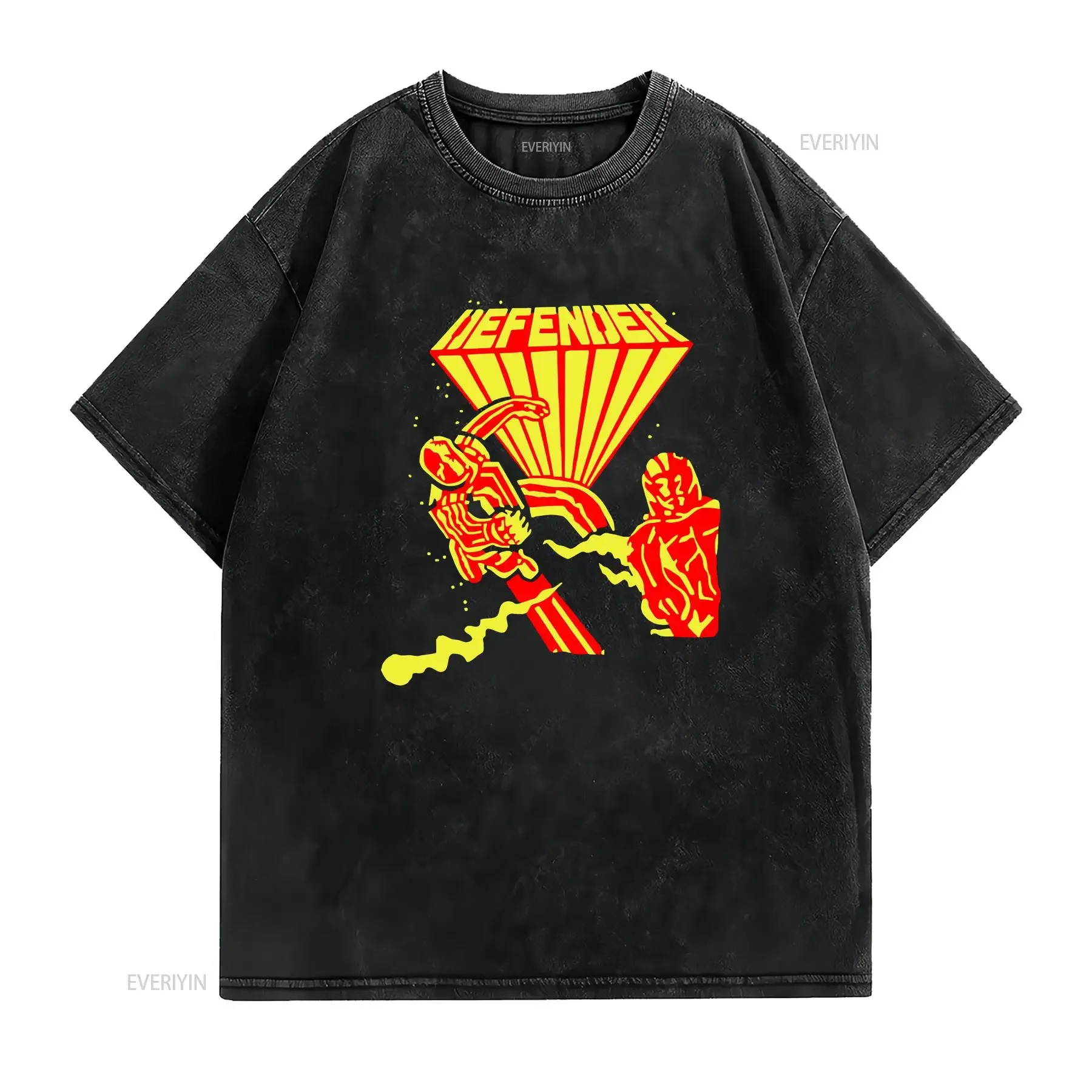 Defender Retro Aracade Game Video T Shirt Fast Ship vintage Washed Stretched Comfortable fashion Versatile streetwear Casual