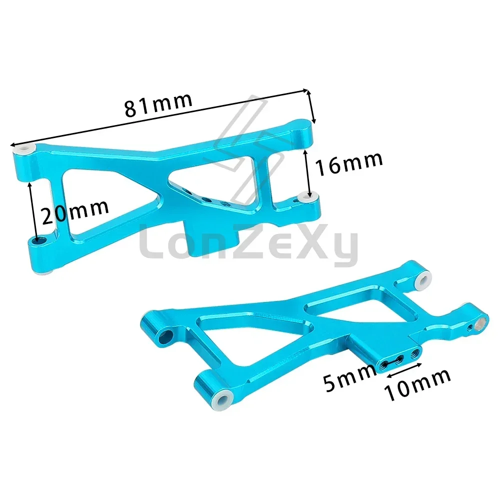 Suspensión inferior delantera y trasera de aleación de aluminio, brazos A para Tamiya TT02B TT-02B 1/10 RC, piezas de mejora de Metal, Color azul y rojo