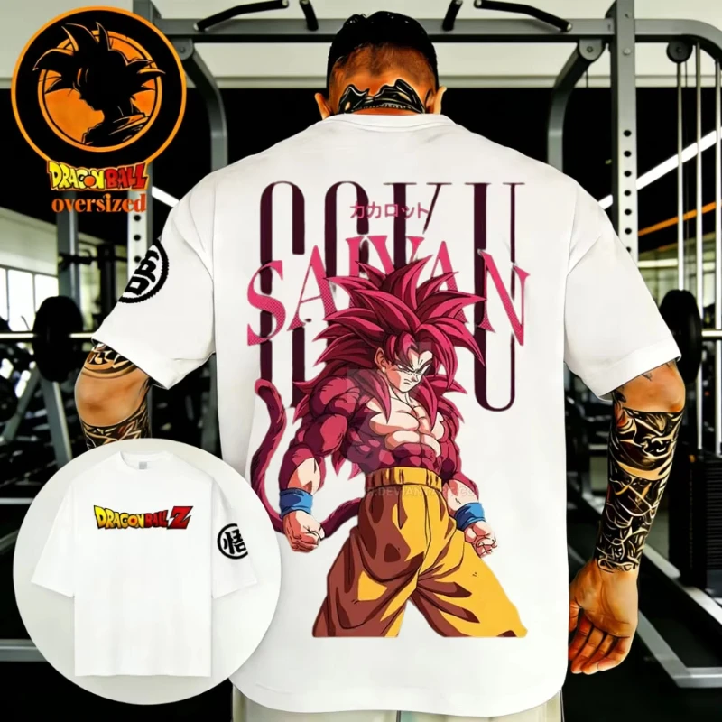 

2026 Summer Dragon Ball Retro Pure Cotton Fitness T-shirt Men's Oversized Short-sleeved Family Unisex Children's Casual Shirt