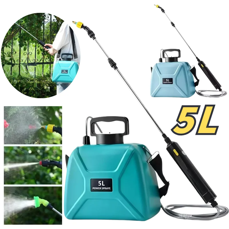 5L Portable Electric Water Sprayer for Home Gardening & Cleaning Agricultural Rechargeable High-Pressure Pesticide Sprayer