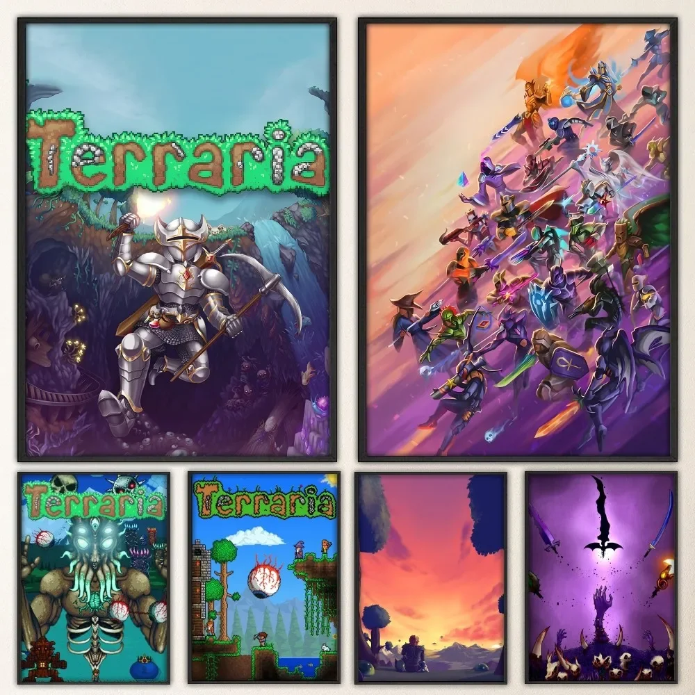 Game T-Terraria Poster Vintage Poster Prints Art Home Painting Bathroom Kitchen Bar Accessories Wall Sticker Small Size