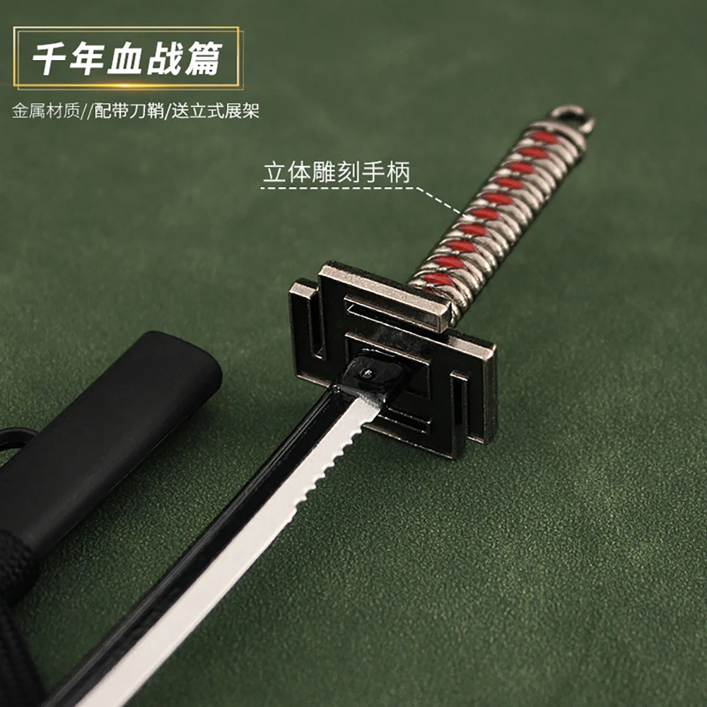 BLEACH Anime Zwaard met Lint Strik 22 cm Kuchiki Byakuya Zesdelige Set Spade Vere Wapen Katana Zwaard Model sleutelhanger Geschenken