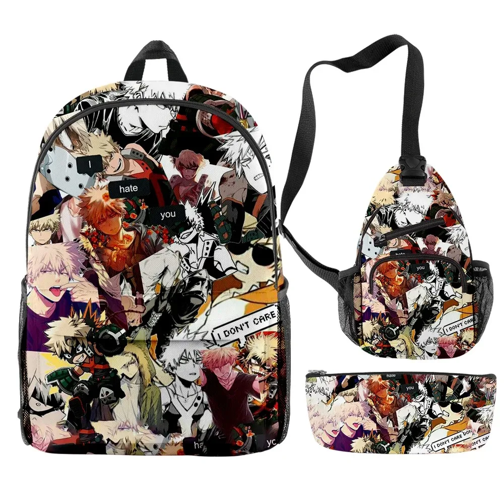 

Bakugou katsuki Anime Merch 3 pçs/set Escola de Viagem Saco Crossbody Bagl Lápis saco Terno Para Crianças Aldult 2024