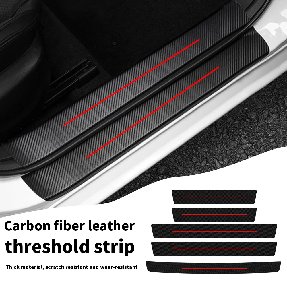 Single-Line Red Car Threshold Strip Creative Modification Cute Girl Car Door Foot Pedal Anti-Scratch Protective Strip