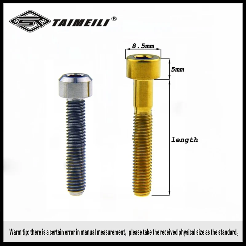 Titanium bolt, cylindrical head type M5X10 / 15/20 / 25/30 / 35 / 40/50mm bicycle replacement screw, bicycle accessory screw