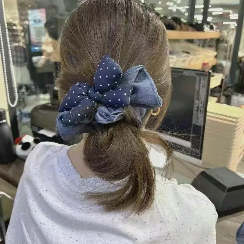 Ladies' Hair Scrunchie Korean Polka Dot Bow Sweet Cute Versatile Hair Bands Headwear High-quality Luxury Brand Hair Accessories