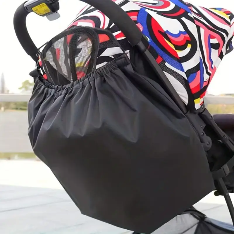 Large Capacity Stroller Hanging Bag Reusable Washable Mummy Bag Stroller Organizer Black Baby Pram Storage Accessory