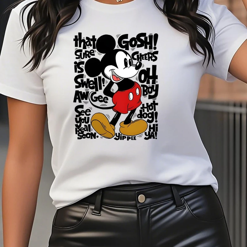 

Disney Women's Casual Short Sleeve T-shirt Round Neck Casual Summer Fashion Top