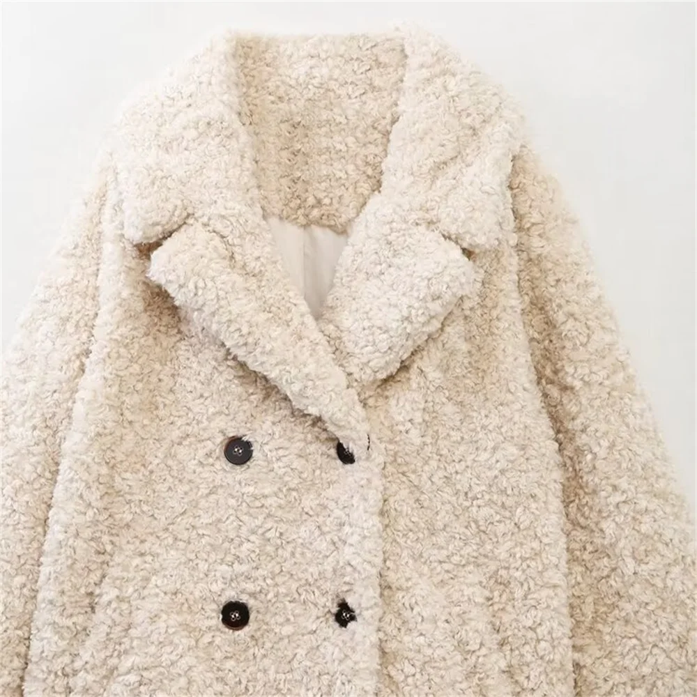 TRAF autunno nuova moda donna Casual spessa calda pelliccia artificiale effetto collo cappotto