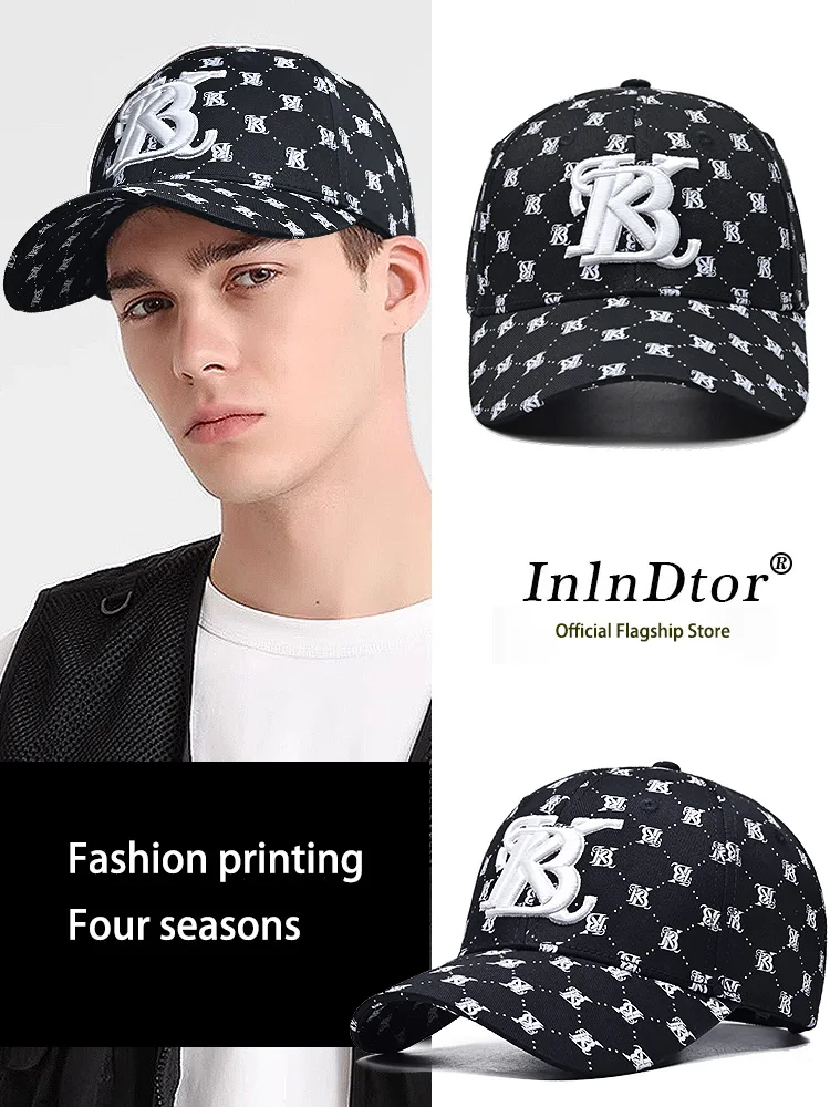 InlnDtor hat men's trend hard top fashion printing letters baseball cap new sports and leisure embroidery duck tongue cap men