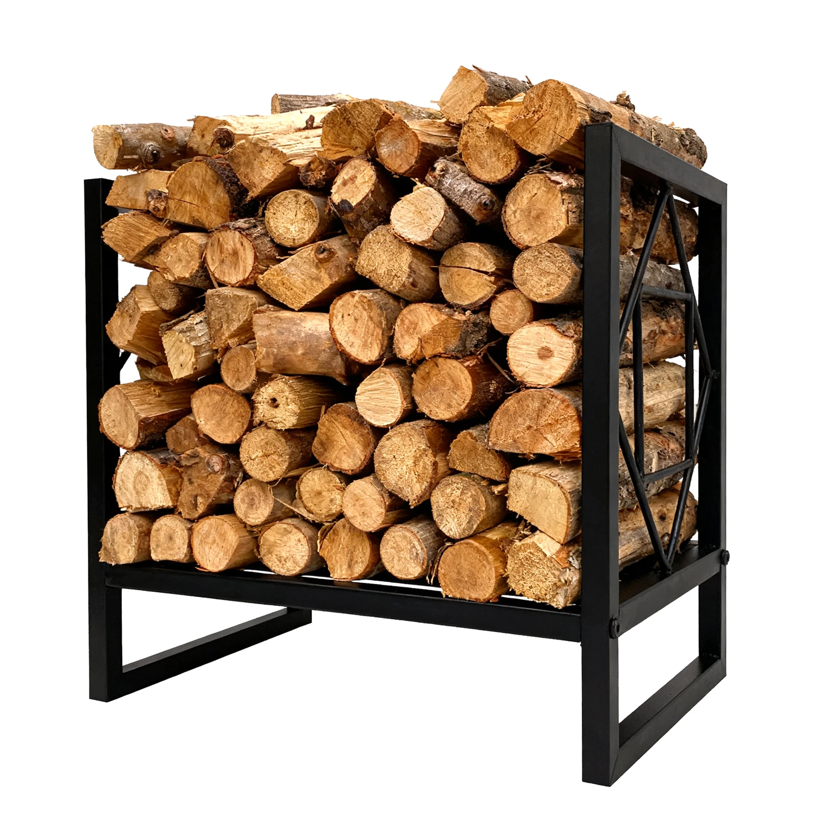 

Heavy Duty Metal Firewood Rack 17.3"x11.8"x15.7" Decorative Square Log Holder For Fireplace Fire Pit Anti-Tip & Easy Assembly