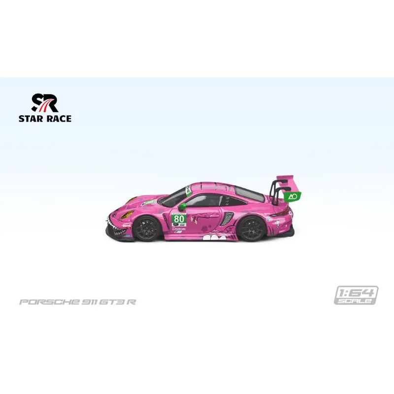 STAR RACE 1:64 Porsche 911 GT3 R 80 AO Racing 2024 IMSA Rexy Roxy Model Samochodu Wykonany z Odlewu Stopu Metali, Kolekcjonerski, Ozdobny, Prezent