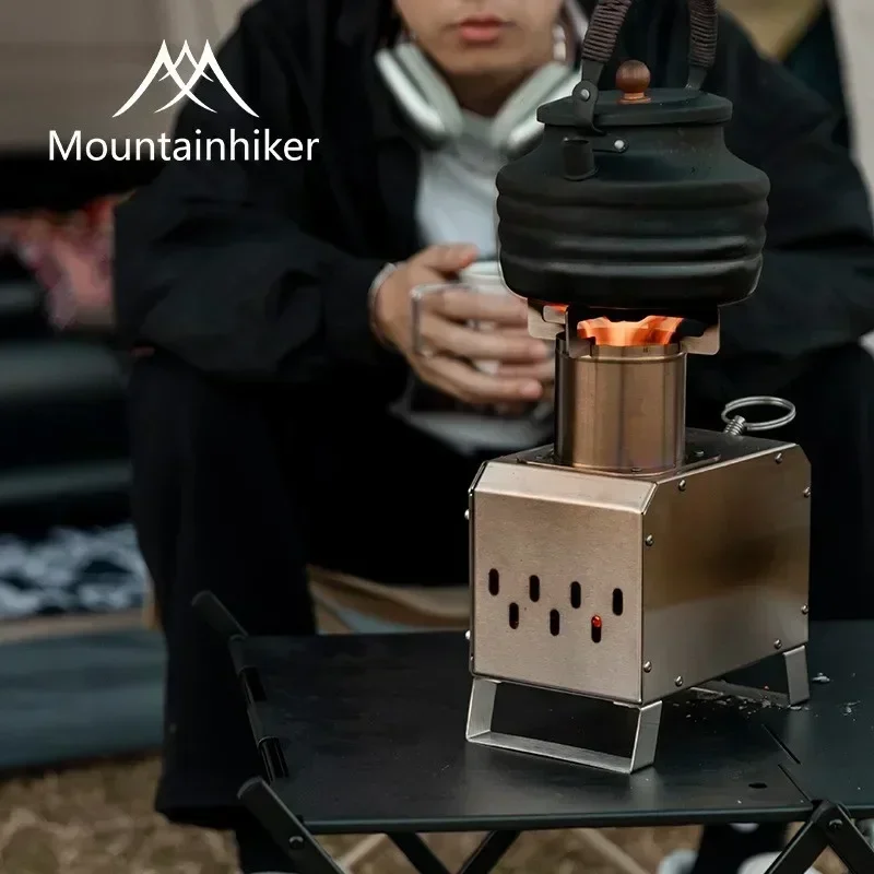 Mountainhike Portable Firewood Square Stove Stainless Steel Outdoor Fire Wood Heater Stove Picnic Hiking Camping Wood Burner