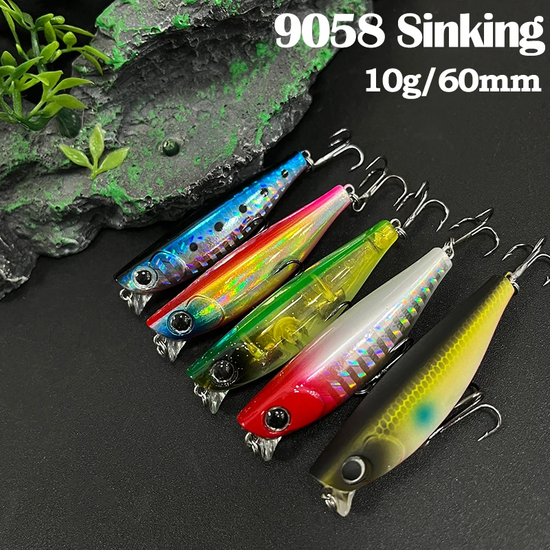 

60mm 10g Slow Sinking Minnow Fishing Lures Long Casting Swimbait Seawater Wobbler for Bass Trout Trolling Artificial Hard Bait